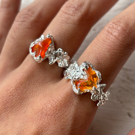 Ignite Ring - Mexican Opal - Orange/Silver